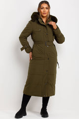 longline puffer coat with fur hood womens uk