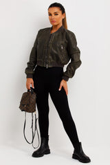 womens zara bomber jacket faux leather