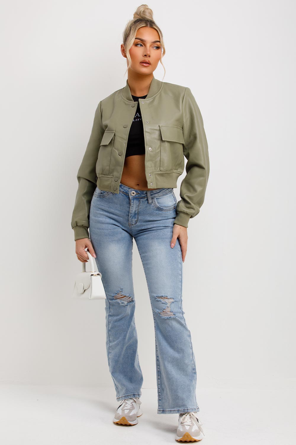 zara womens faux leather crop bomber jacket