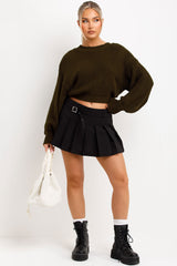 long sleeve oversized knitted jumper cropped womens knitwear