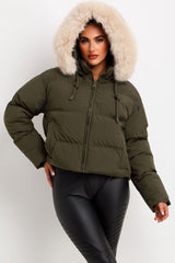 canada goose padded puffer jacket with fur hood womens