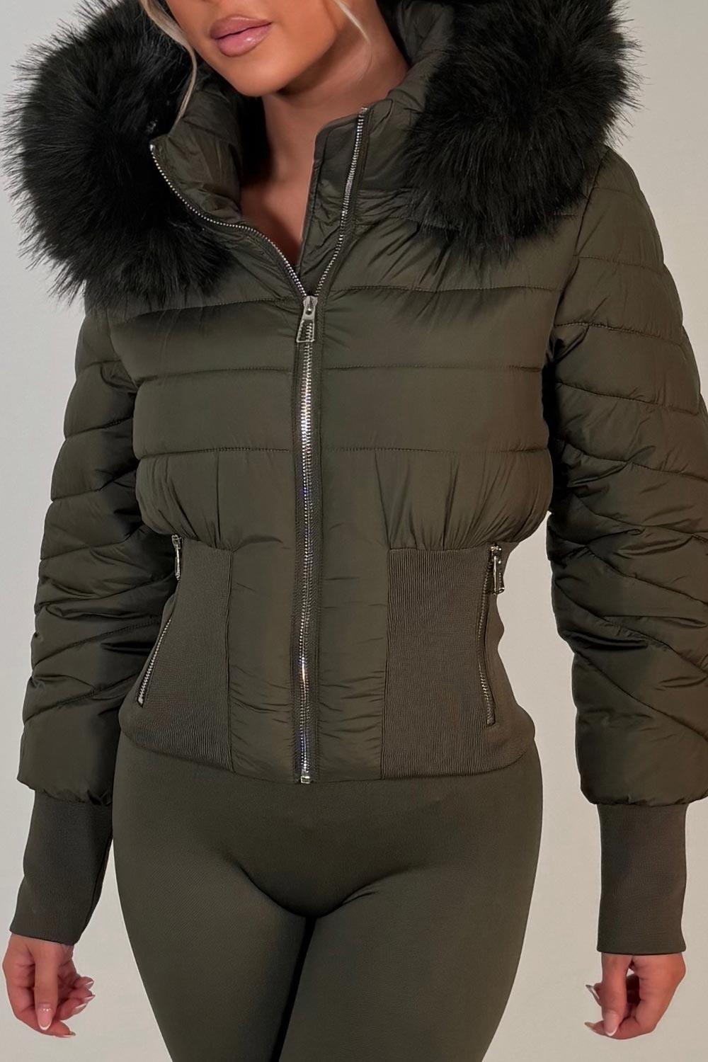 faux fur hood padded puffer jacket styledup uk
