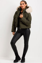 fur hood puffer padded jacket for womens styledup