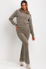 ribbed hoodie and trousers loungewear co ord womens tracksuit 