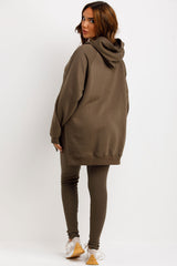 womens hoodie and leggings co ord set khaki