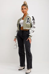 la faux leather crop bomber jacket