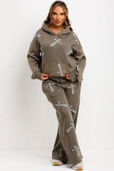 hoodie and joggers tracksuit set with bubble puffed up crosses styled up