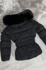 faux fur hood puffer padded coat for girls 2 years to 16 years old 