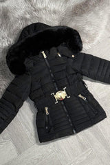 girls back to school coat with fur hood