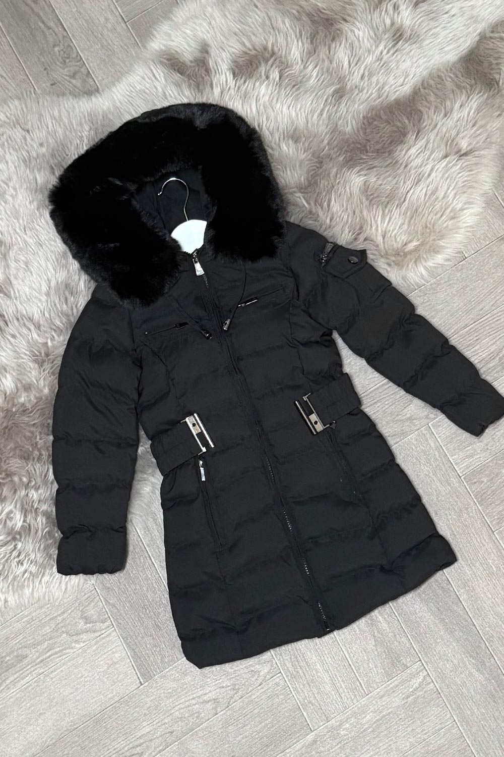 girls coat with fur hood and belt mum and me matching outfit 