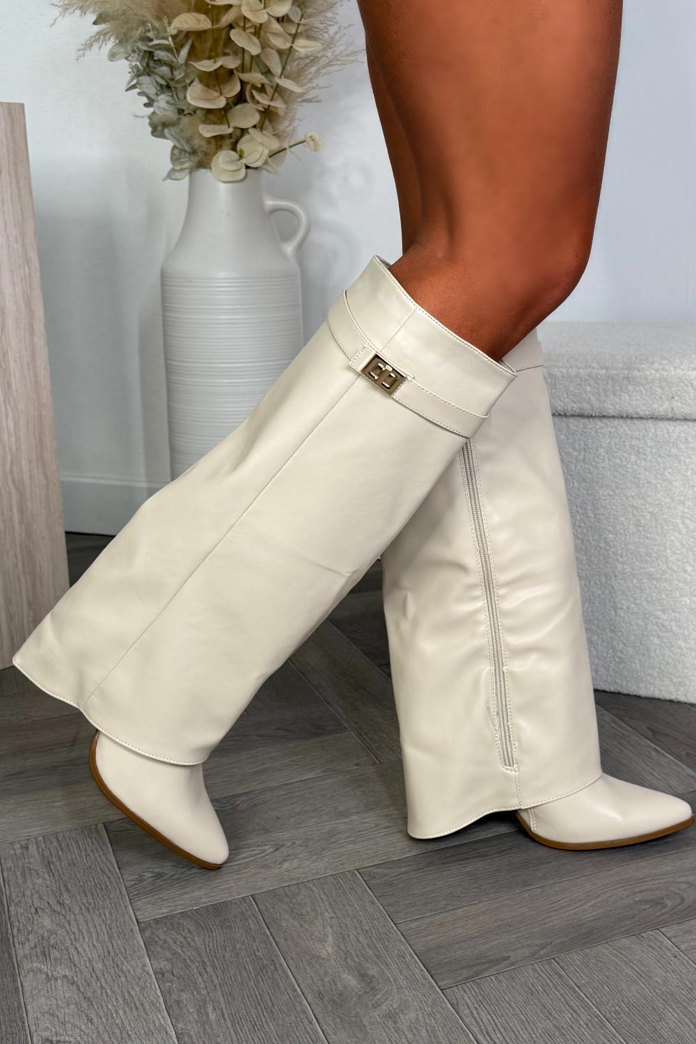 knee high cowboy boots with fold over design for womens uk sale 
