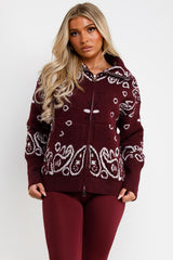 womens paisley long sleeve knitted jumper cardigan with double zip styledup uk