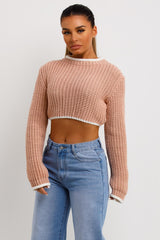 knitted crop jumper with long sleeves 