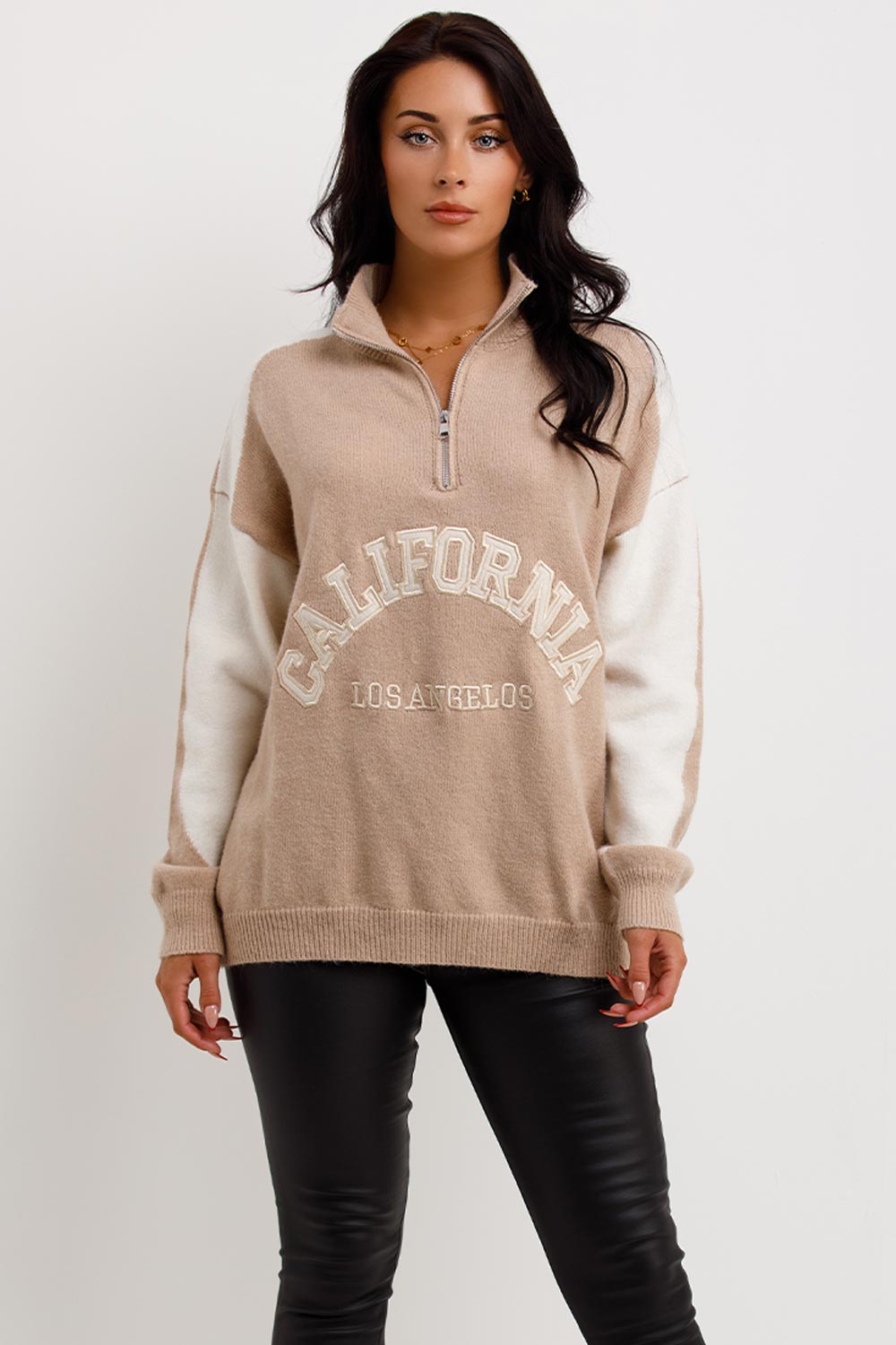 california knitted half zip jumper womens