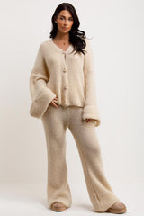 womens knitted cardigan and trousers co ord set