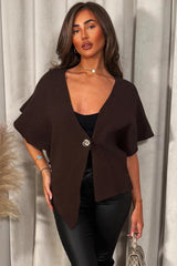 womens gold button knitted cape cardigan christmas outfit styledup