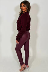 knitted burgundy cardigan christmas party outfit styledup