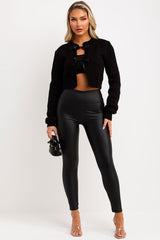 crop knitted cardigan christmas party outfit styledup