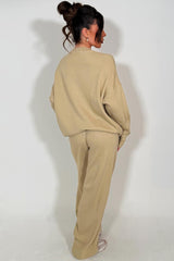 knitted loungewear co ord set beige womens couture club 