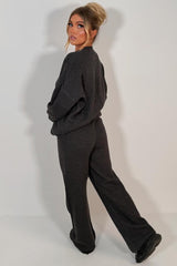womens knitted loungewear set couture club contrast emblem co ord 