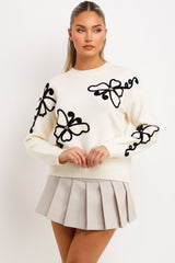 womens knitted jumper diamante butterfly detail christmas market outfit uk