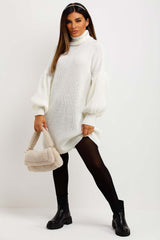 jumper dress with roll neck and long sleeves