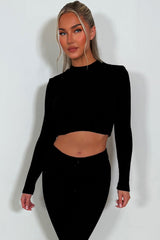 crop jumper with long sleeves womens knitwear styledup