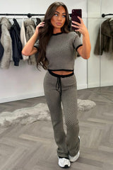 knitted black check loungewear set womens uk