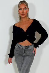 knitted jumper with twist front long sleeves styledup