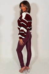 long sleeve crop knitted jumper burgundy