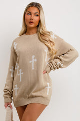oversized jumper dress with crosses womens