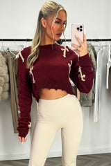 knitted cropped jumper burgundy