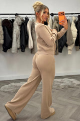 gold button knitted jumper top and trousers two piece co ord set occasion christmas party holiday outfit for winter uk
