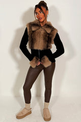 womens knitted faux fur cardigan jumper christmas market outfit styledup