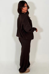 brown knitted lounge set couture club womens uk