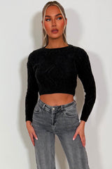 women’s cable knit crop jumper styledup