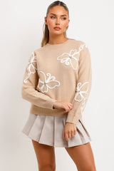 womens knitted jumper diamante butterfly detail christmas market outfit uk