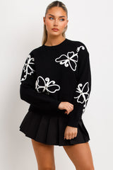 womens knitted jumper diamante butterfly detail christmas market outfit uk