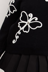 diamante butterfly detail knitted jumper christmas market outfit for womens