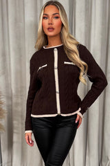 womens long sleeve knitted jumper with gold button styledup