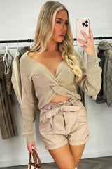 knitted jumper with twist front long sleeves styledup