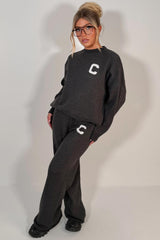 womens knitted lounge set with contrast c slogan couture club womens uk