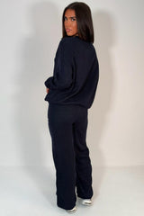 womens knitted lounge set with contrast emblem couture club womens 