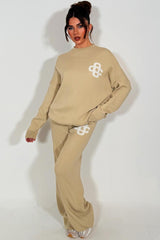 womens knitted lounge set with contrast emblem couture club womens 