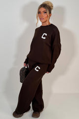 womens couture club brown knitted lounge set styledup uk