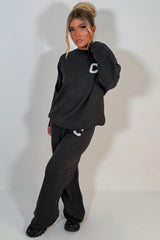 womens knitted sweatshirt jumper and knitted trouser lounge set couture club uk sale