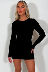 jumper dress with long sleeves fitted styledup