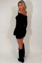 off shoulder long sleeve knitted dress christmas outfit