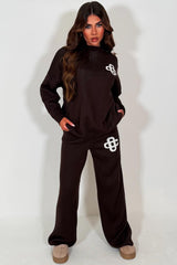 womens knitted lounge set with contrast emblem couture club womens 