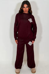 womens knitted lounge set with contrast emblem couture club womens 